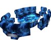 Blue flame skull sofa