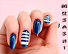 Blue striped nails