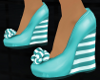 Teal Candy Stripe Wedges