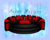 red and black round sofa