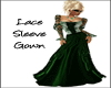Lace Sleeve Gown Green