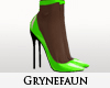 Green black heels nylons