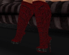 Red textured knee boots