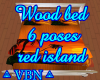Wood bed with 6 p red