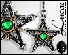 Emerald Pentagram Earr.