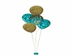 Teal and Gold balloons
