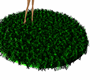 Green fur rug round