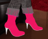 Pink Boots w/Grey Fringe