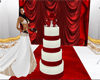 white/red wedding cake