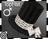 *m Blk Sm TopHat Wht Bow