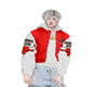 chaqueta roja y blanca