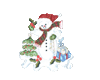 Snow man with X-mas tree