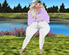 lilac-white striped set