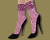 Pink Glitter Socks Heels