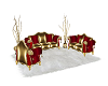 Red and Gold Couch Set