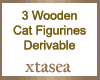3  Wooden Cats D