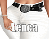 White jeans with belt
