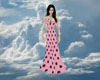 gown pink black dots