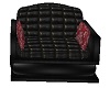 {cm} Black leather chair