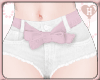 |H|White Shorts+Bow Pink
