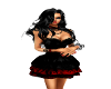 black dress/red ruffles,