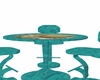 teal table and chairs