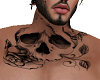 Neck Tattoo Skull + Rose