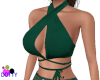 busty green wrap top