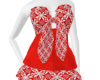 red / pattern beac dress