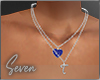 !7 Silver T Necklace Blu