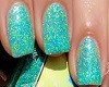 turquoise glitter nails