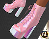PINK ANKLE TIED BOOTS