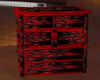red black dresser