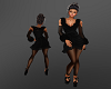 Fur Ruffled Dress -Black