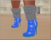 Fake fur boots blue