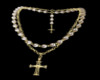 Layered Gold Pearl Cross