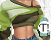 T! Green Crop Sweater