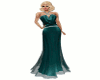 Teal Cowl Neck Gown