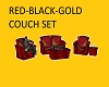 RED-BLACK-GOLD COUCH SET