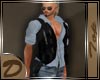 (D)Leather Vest -Blk/Blu