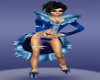 Sexy Blue fur silk outfi