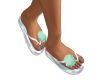 Teal Shell Flip Flops