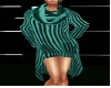 green pleated sweater