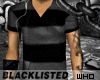 B.L' Striped vNeck Blk