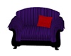 PURPLE CHAIR, RED PILLOW