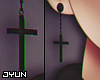 Jn| Cross Earrings Black