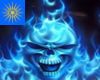 blue burning skull
