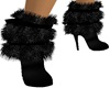 Black Glitter Fur Boots