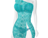 Teal Sheer Lace Dress