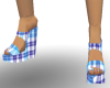 BLUE WEDGED PLAID SHOES